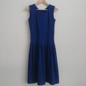 Pink Tartan navy blue pleated waist fit and flare sleeveless dress Small